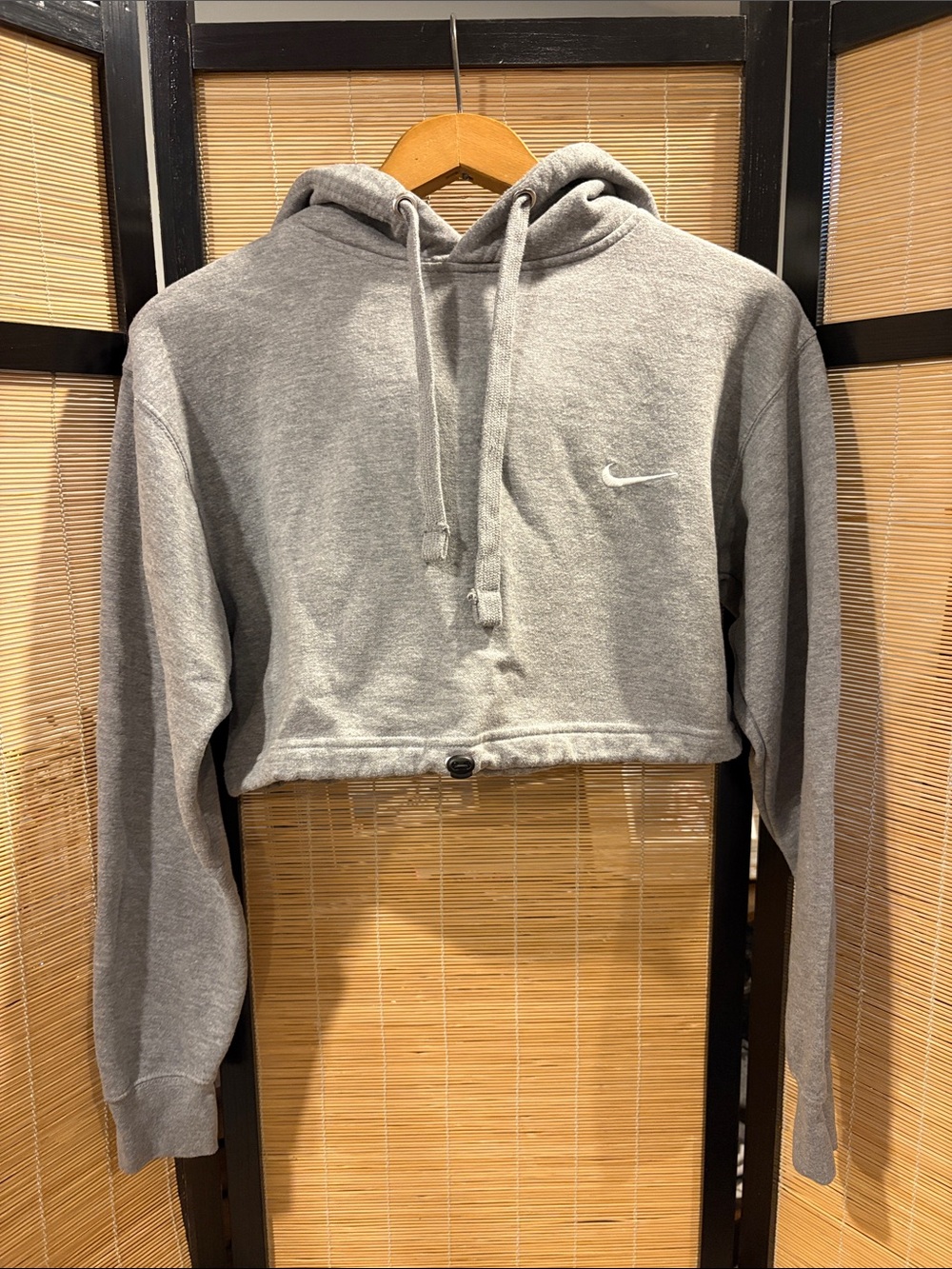 Nike Gray Cropped Crewneck Hoodie with Swoosh